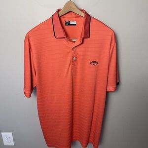 Callaway Opti Dri Short Sleeve Golf Polo Large Salmon Color Shirt